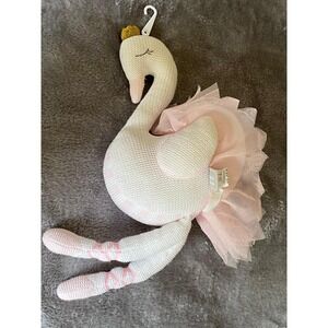 LIVING TEXTILES SUZIE THE SWAN PINK WHITE STUFFED ANIMAL PLUSH TOY RATTLE sku17